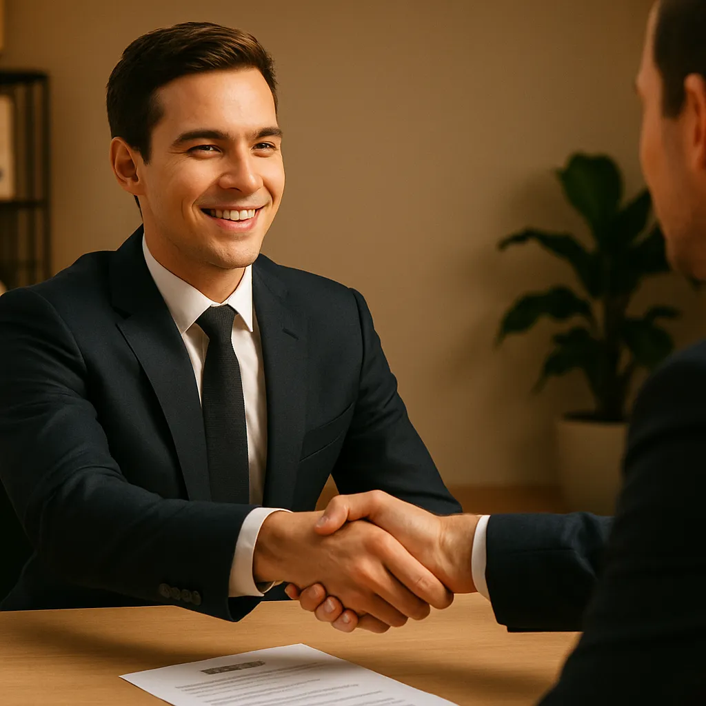 handshake interview scene